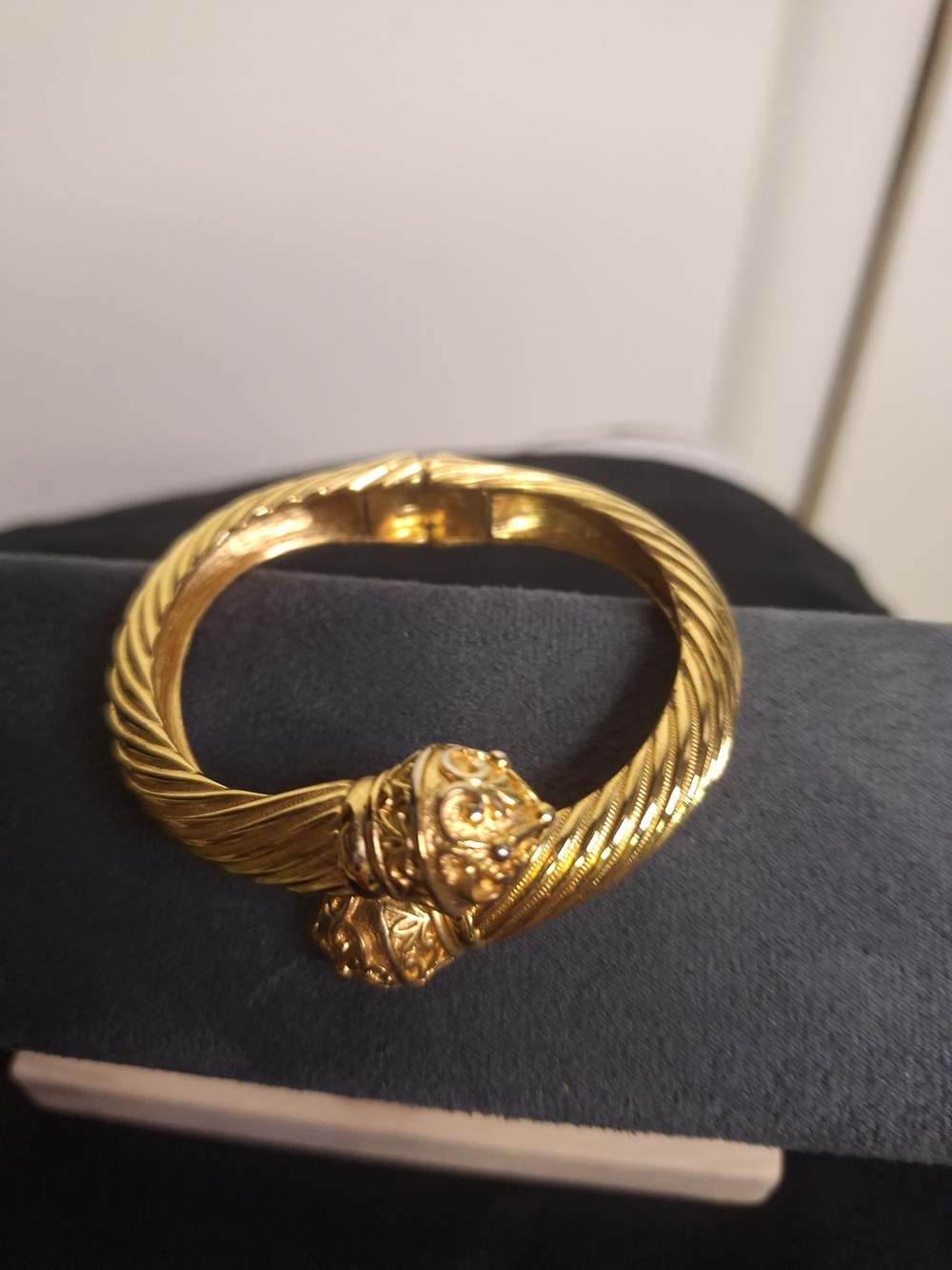 Gold Lion Head Twisted Cuff Bracelet
